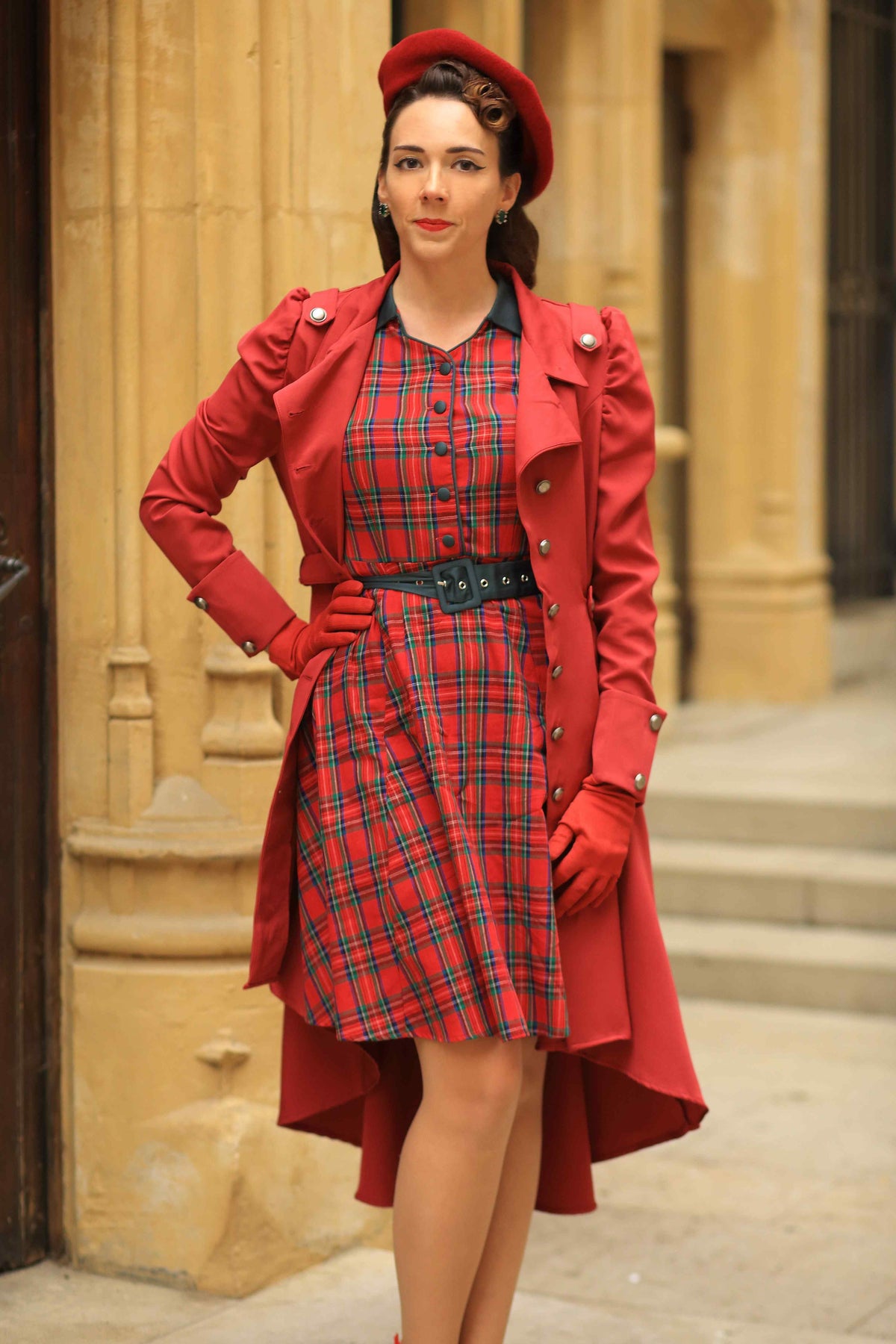 Penelope Royal Stewart Red Tartan Shirt Dress