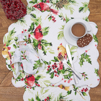 Ruby Cardinal Table Linens table linens displayed as a coordinated tabletop setting.