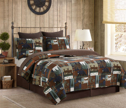 A Rutherford Breeze Quilt Set displayed on a made bed.