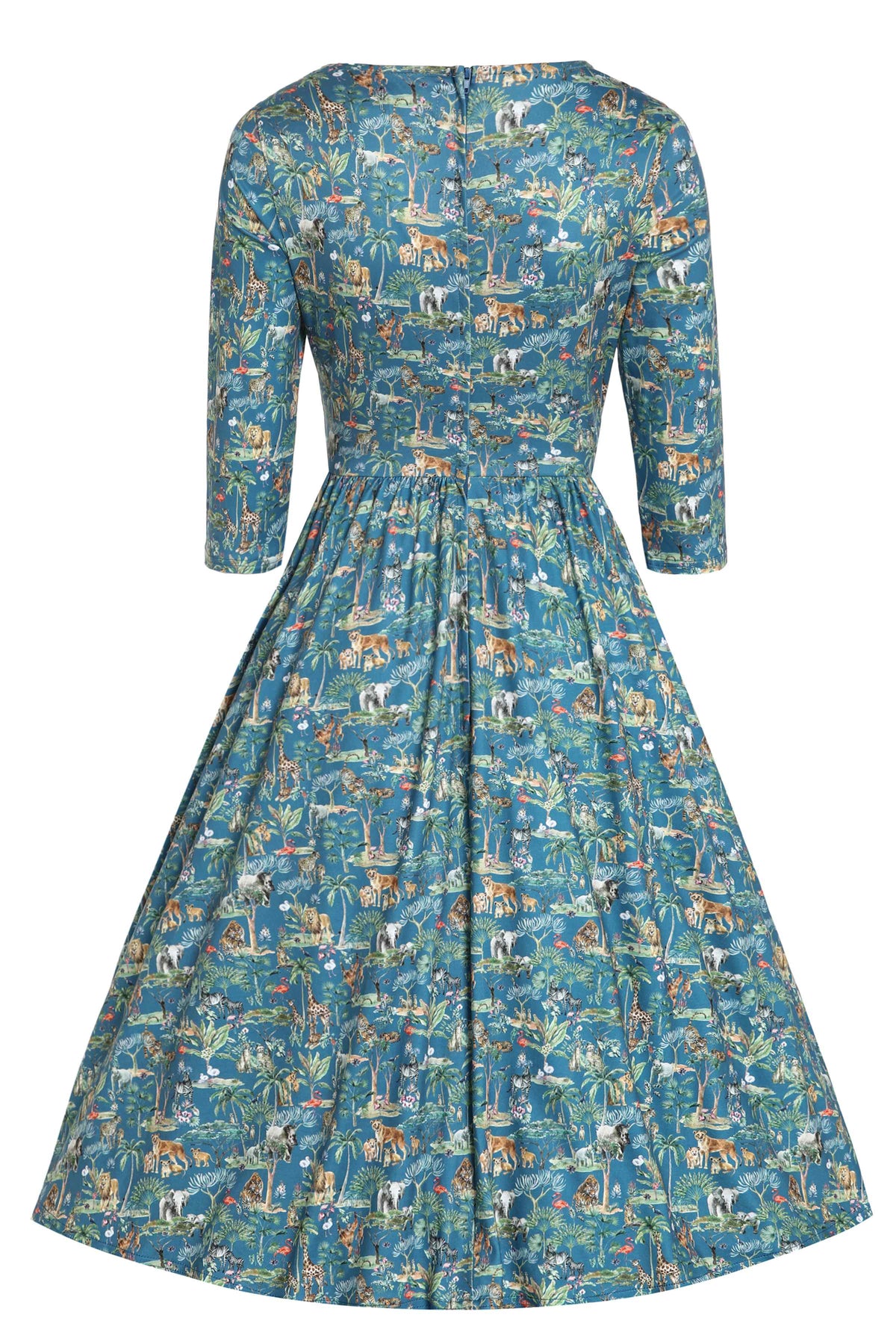 Billie Safari Animal Blue Long Sleeved Dress