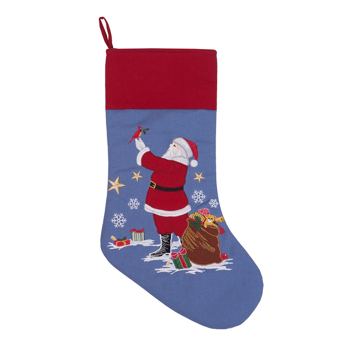 A Santa and Cardinal Stocking.