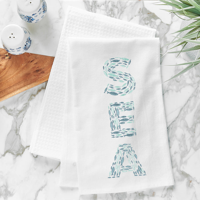 A Sea Flour Sack Kitchen Towel.