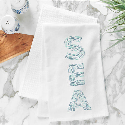 A Sea Flour Sack Kitchen Towel.