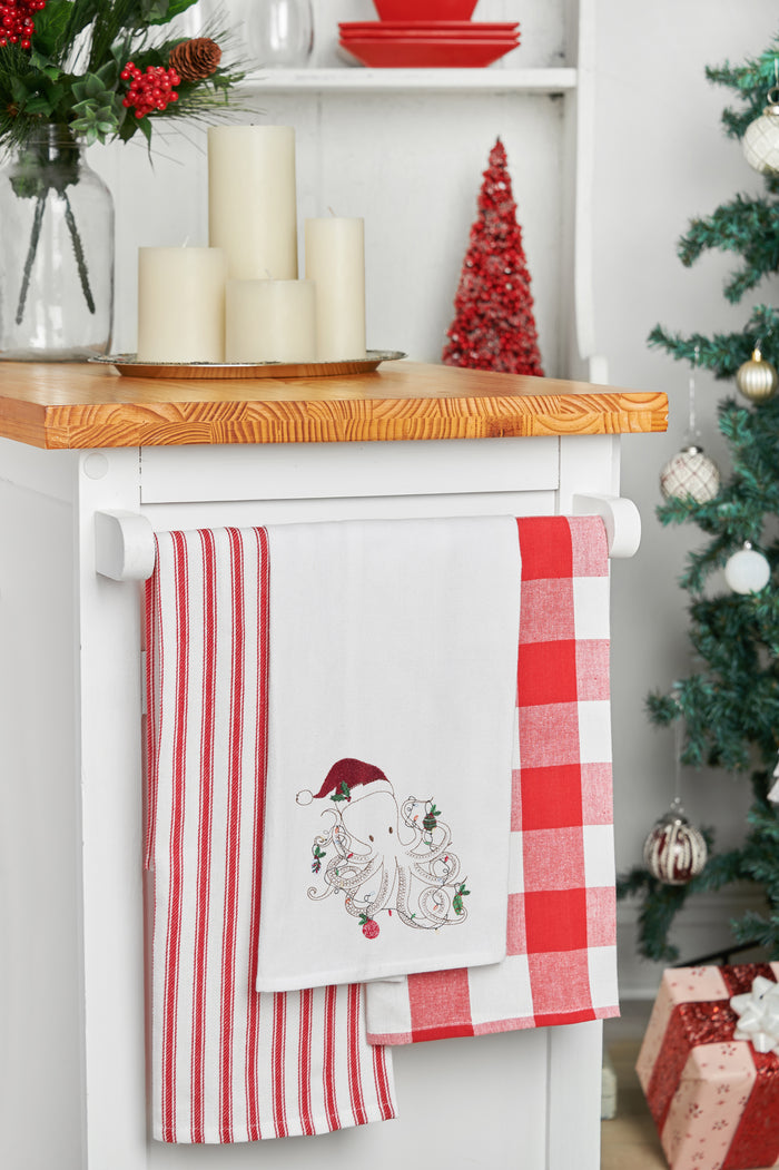 A Sea Life Octopus Flour Sack Kitchen Towel.