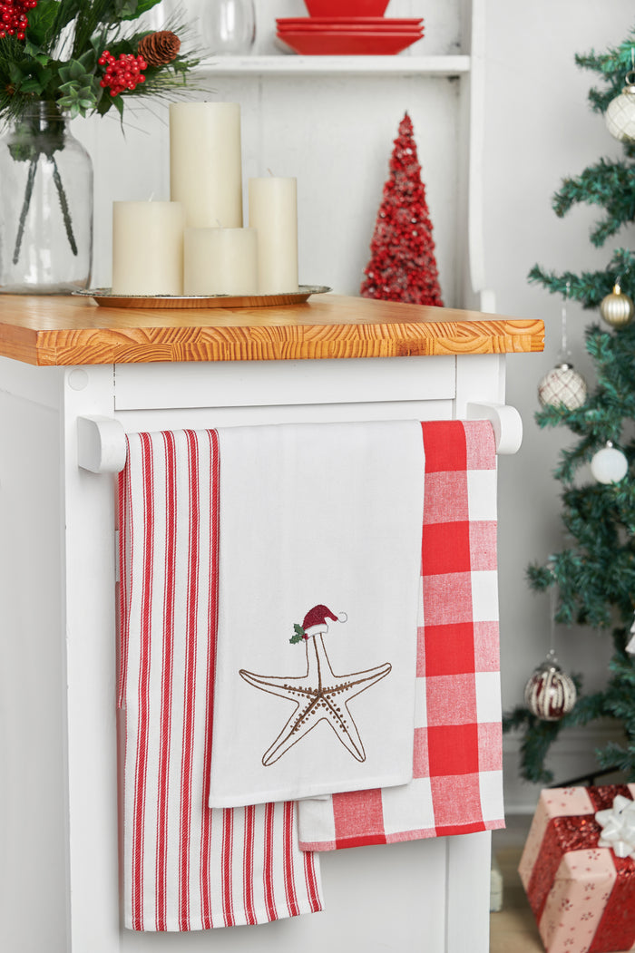 A Sea Life Starfish Flour Sack Kitchen Towel.