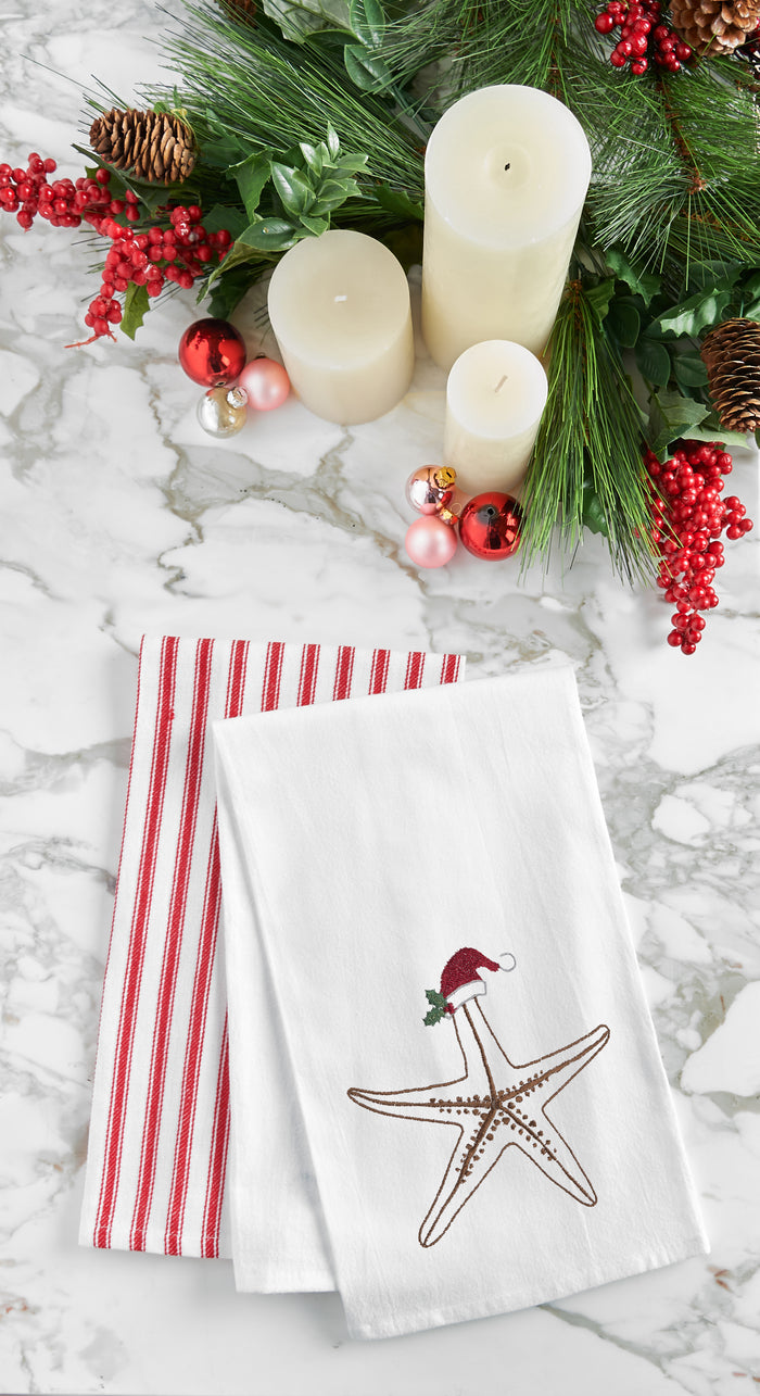 A Sea Life Starfish Flour Sack Kitchen Towel.