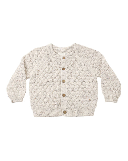 set outfit bubble knit cardigan and bloomers with bonnet - natural confetti