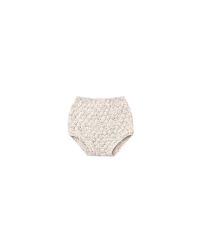 set outfit bubble knit cardigan and bloomers with bonnet - natural confetti