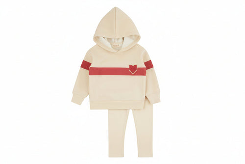 set outfit hooded top and legging - red