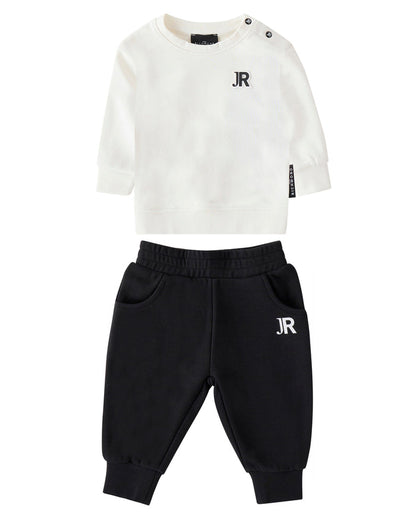 set outfit logo patch sweatshirt and sweatpants - off white/black