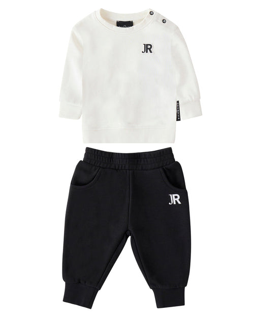 set outfit logo patch sweatshirt and sweatpants - off white/black