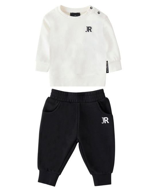 set outfit logo patch sweatshirt and sweatpants - off white/black