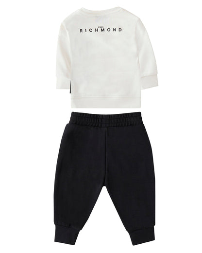 set outfit logo patch sweatshirt and sweatpants - off white/black