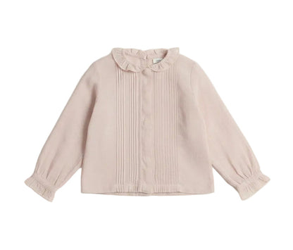 shirt l/s eyelet trim pintuck blouse - peach