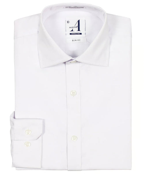 shirt s/s slim poly cotton - white