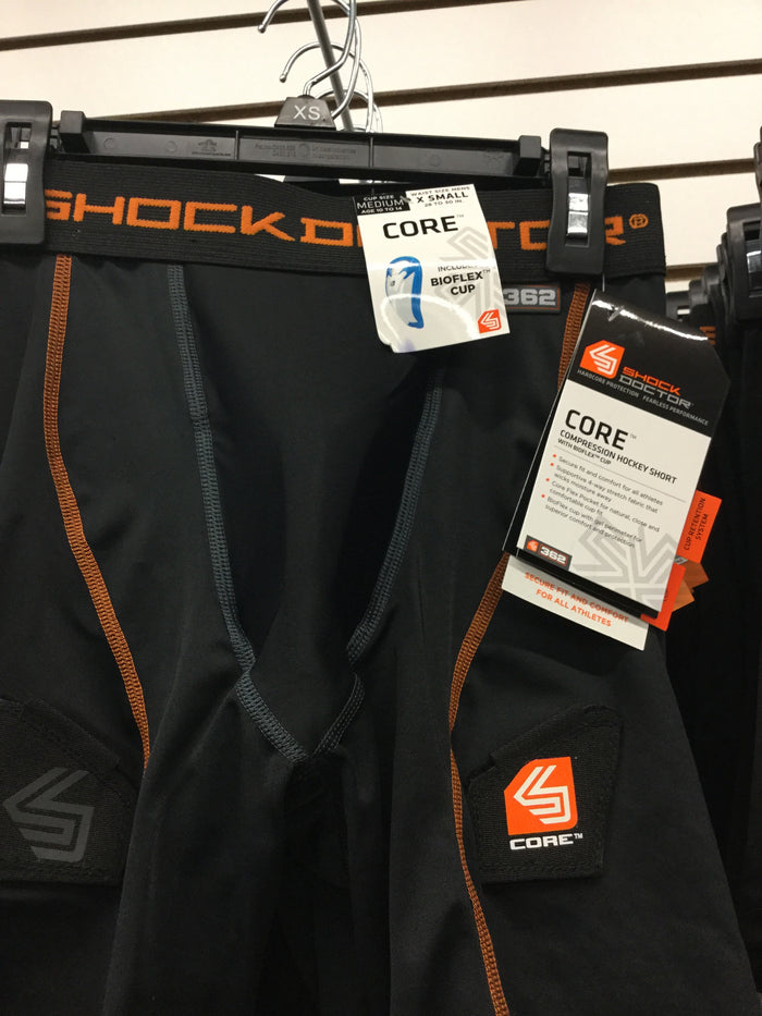 SHOCK DOCTOR MENS COMPRESSION HOCKEY SHORT WITH PELVIC PROTECTION