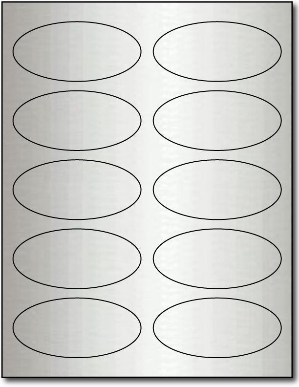 Adhesive  Labels Silve Foil, size A6, measure (1 3/4" x 3 3/4" Oval) , compatible  Laser, Foil