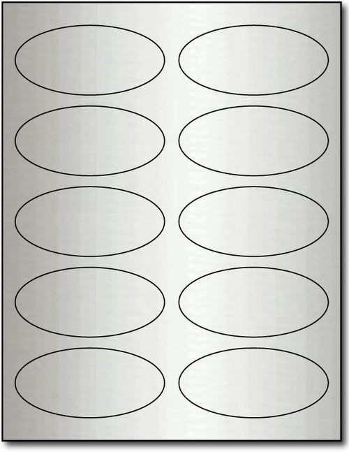 Adhesive  Labels Silve Foil, size A6, measure (1 3/4" x 3 3/4" Oval) , compatible  Laser, Foil