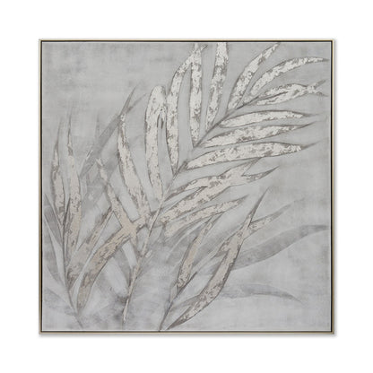 Silver Leaves Hand-Painted Canvas Artwork Oil Painting 50 x 50 - Framed - Art - - Greathouse