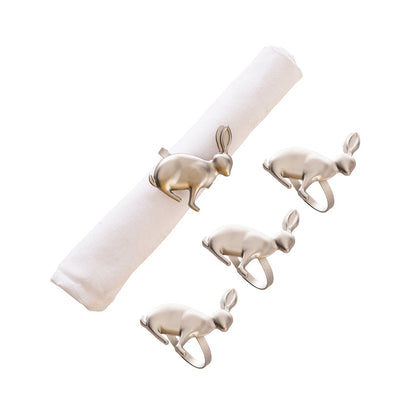A Silver Rabbit Napkin Ring, Set of 4.