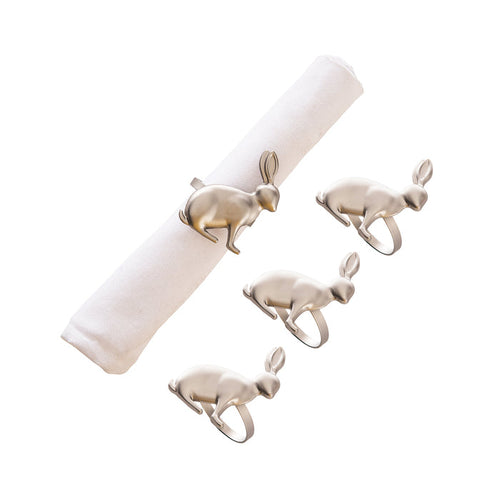 A Silver Rabbit Napkin Ring, Set of 4.