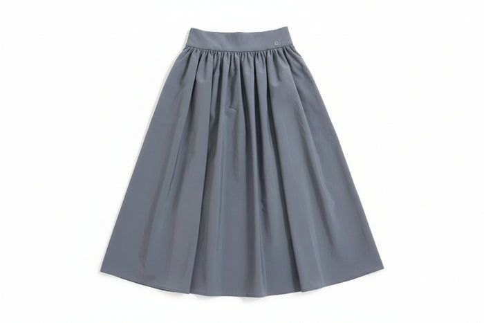 skirt taffeta midi flare - blue