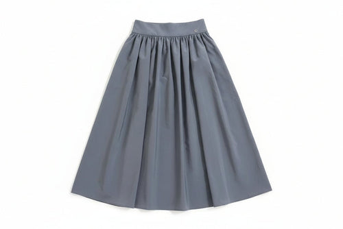 skirt taffeta midi flare - blue