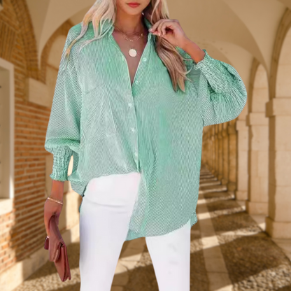 Skye | Women's Striped Oversized Button-Down Shirt Long Sleeve