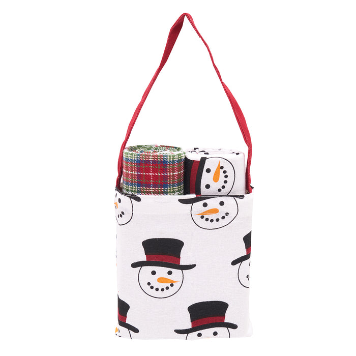 A Snowman Plaid Kitchen Towel & Bag Set.