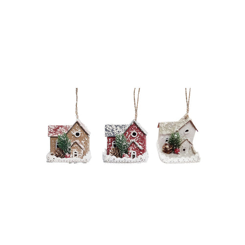 A set of Snowy House ornaments.