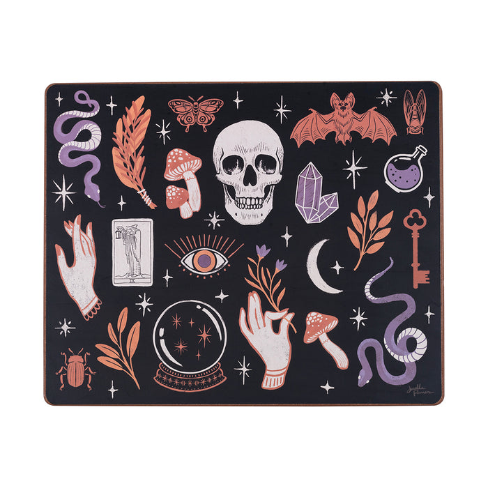 Spooky Magic Table Linens table linens displayed as a coordinated tabletop setting.