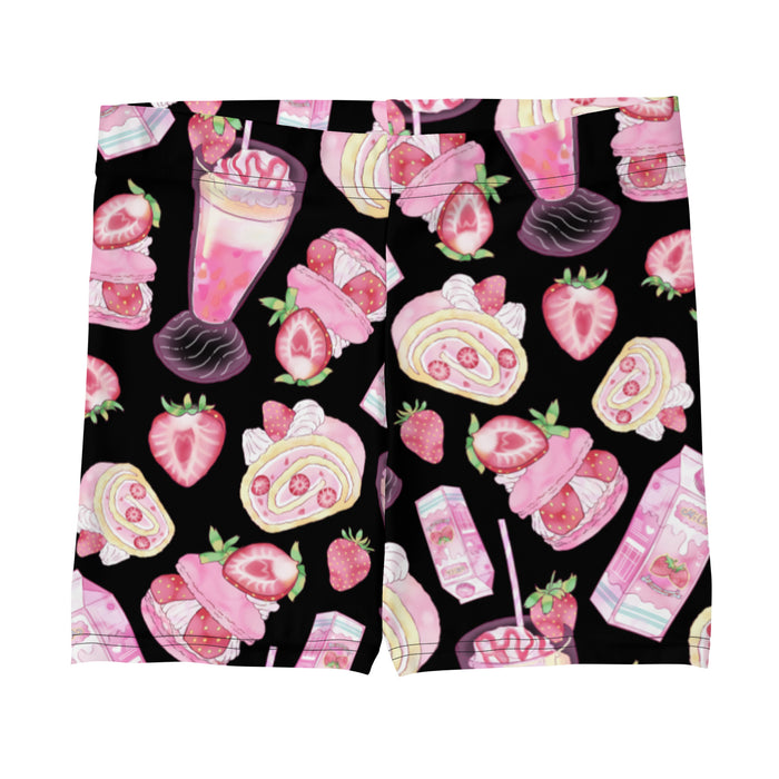 Pink kawaii Strawberry shorts with strawberry milk cartons and milkshakes