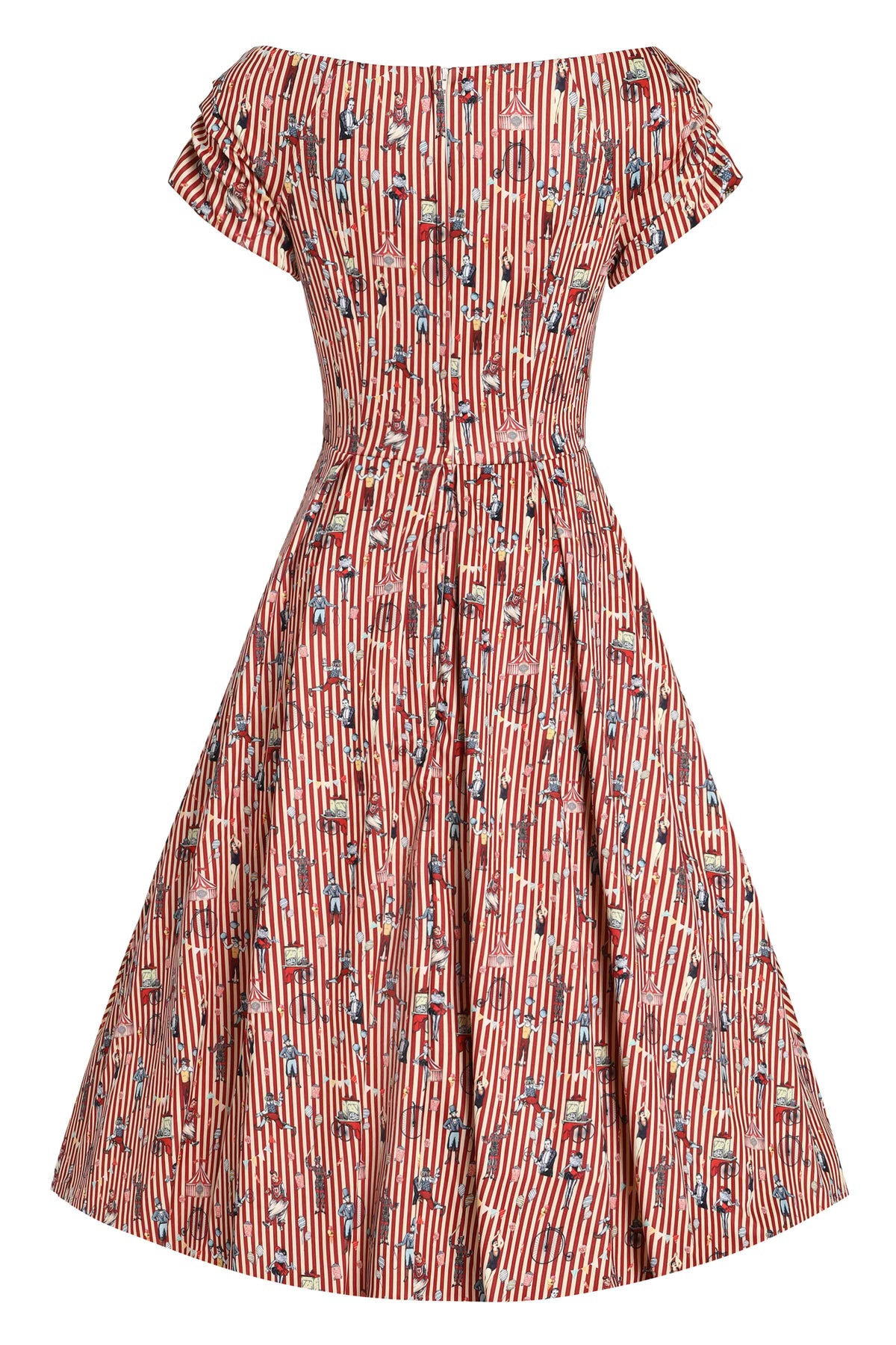 Lily Red Striped Circus Off Shoulder Dress