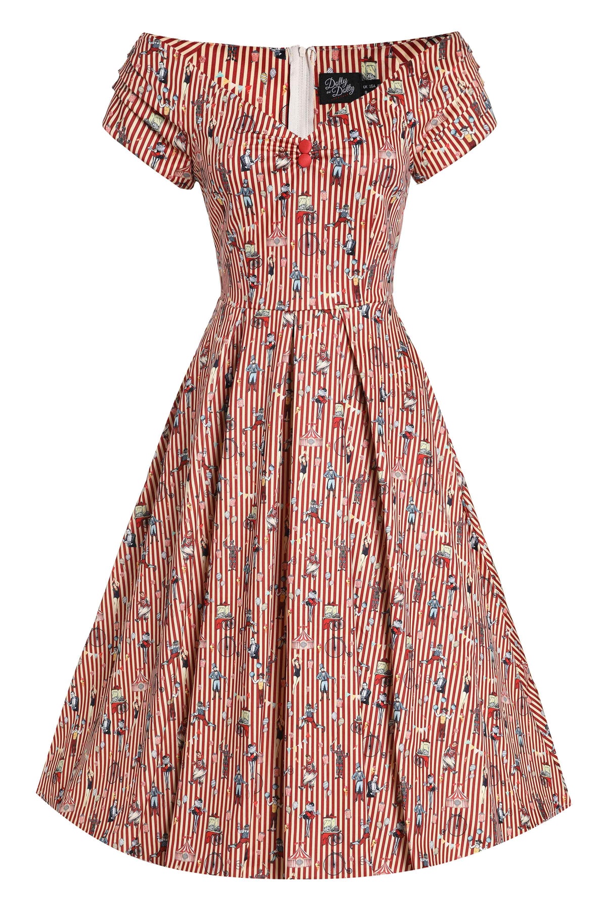 Lily Red Striped Circus Off Shoulder Dress