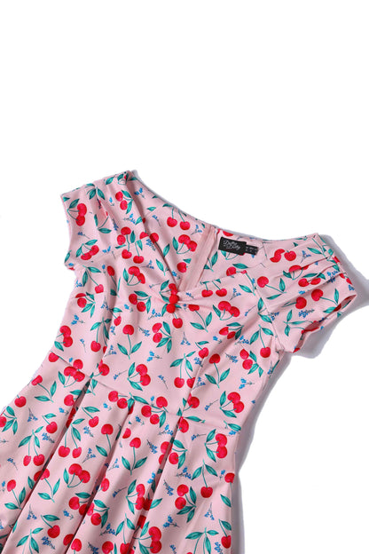 Lily Cherry Pink Off Shoulder Dress