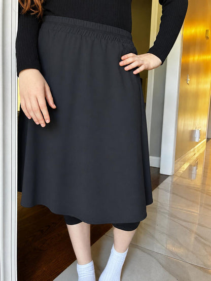 swim skirt with legging  - black