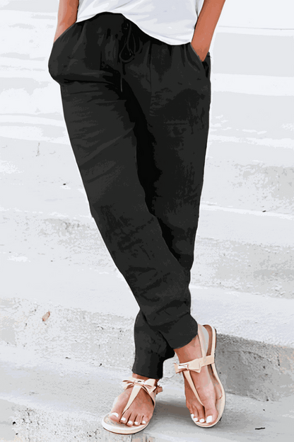 Tara | Women's Drawstring Jogger Pants with Elastic Ankle Cuffs
