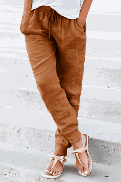 Tara | Women's Drawstring Jogger Pants with Elastic Ankle Cuffs