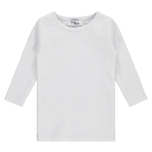 tee l/s ribbed - white