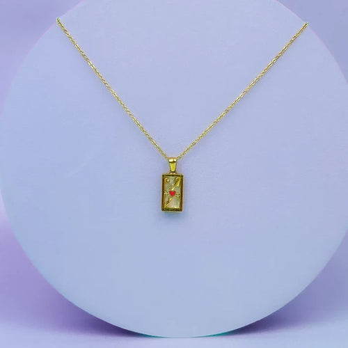 The Lovers Tarot Card Necklace 14k