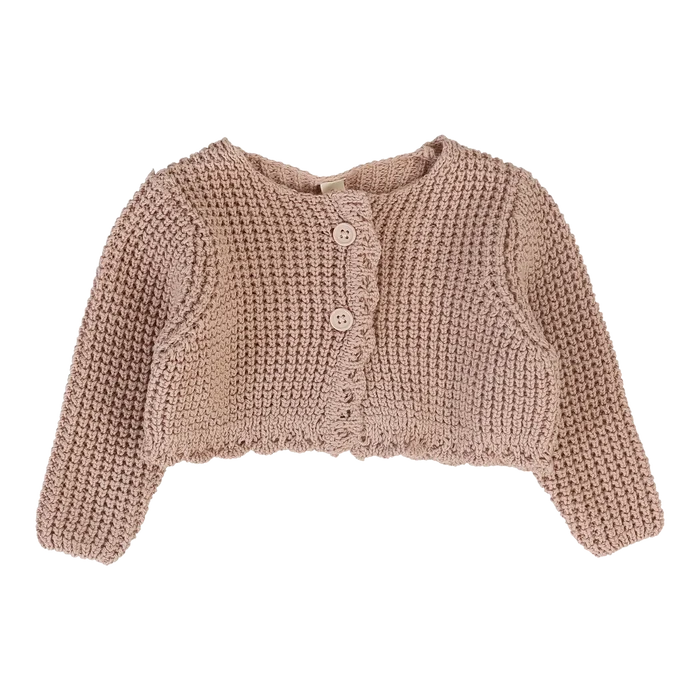 top l/s chunky knit shrug - dusty pink