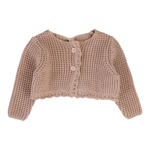top l/s chunky knit shrug - dusty pink