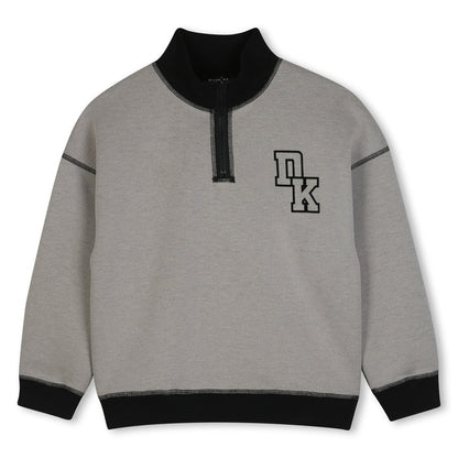 top l/s color trim quarter zip sweatshirt - beige/black-p90