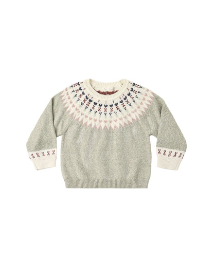 top l/s fair isle sweater - sage