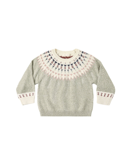 top l/s fair isle sweater - sage