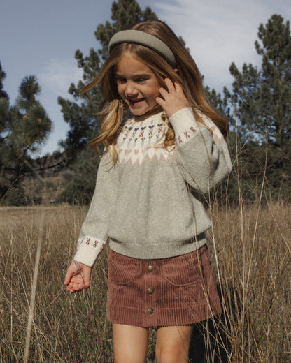 top l/s fair isle sweater - sage