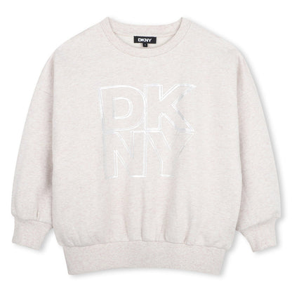 top l/s metallic logo sweatshirt - chine beige-c10