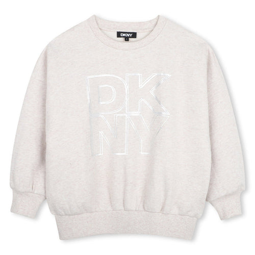 top l/s metallic logo sweatshirt - chine beige-c10