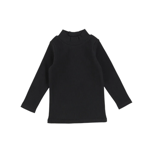 top l/s mockneck ribbed - black