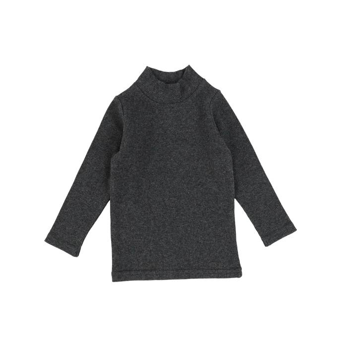 top l/s mockneck ribbed - heather grey
